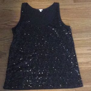 J. Crew Black Sequin Top